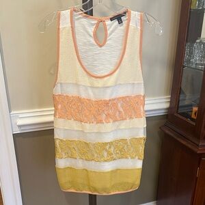 Signature Studio Orange and Yellow Striped Tank Top